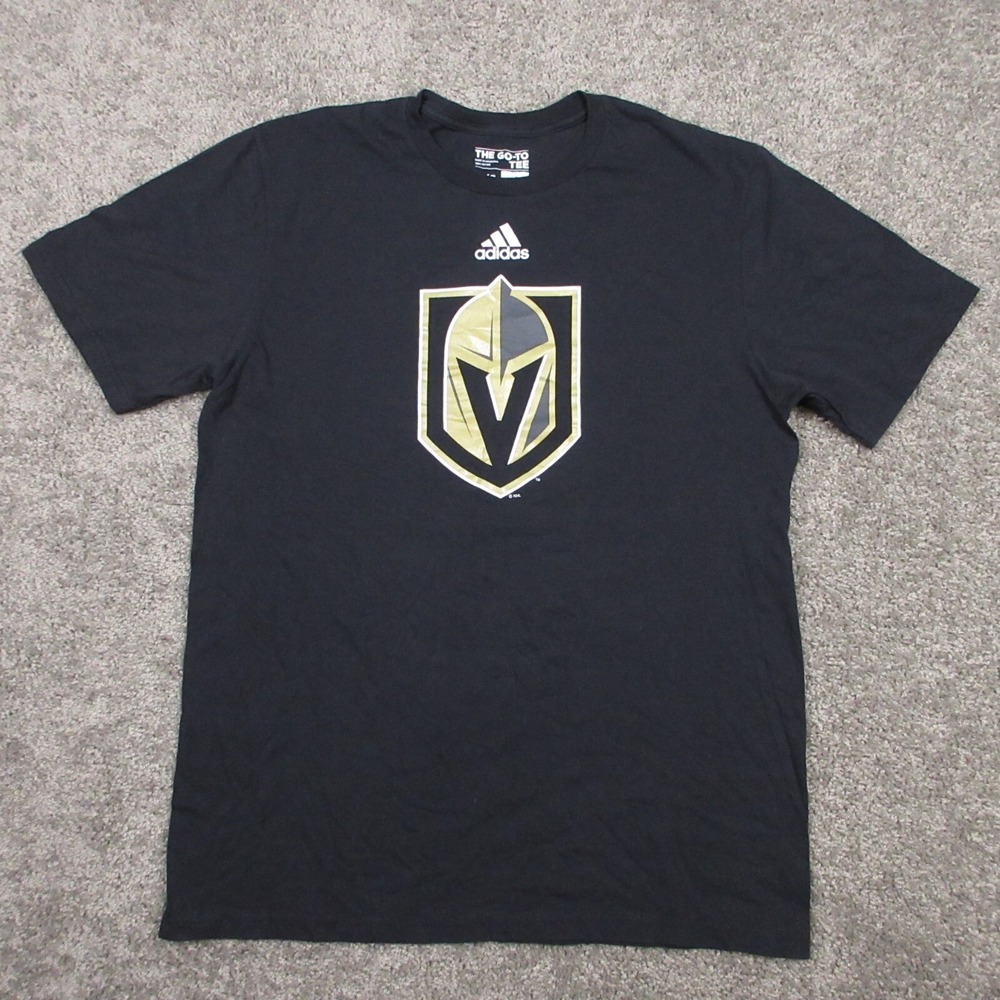 Las Vegas Golden Knights Shirt Mens Large Black Adidas NHL Hockey Logo